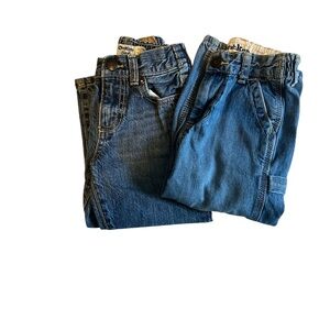 Lot Of 2 Pair Oshkosh Size 3T Jeans Zip Fly Snap Button Cotton